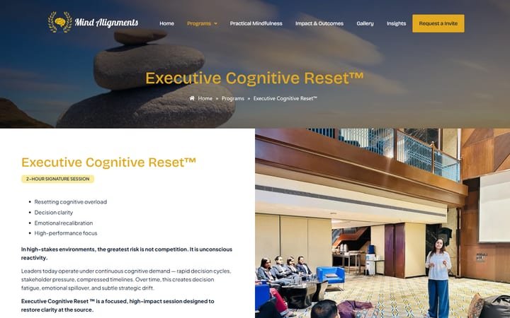 Mind Alignments Executive Cognitive Reset page
