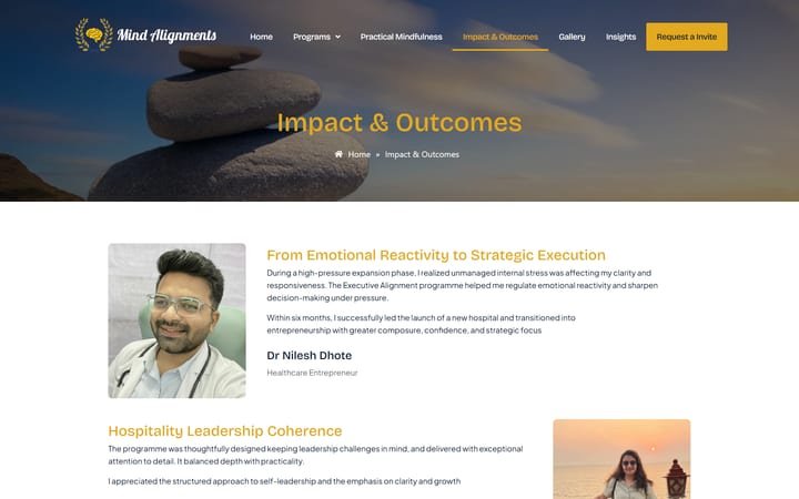 Mind Alignments Impact and Outcomes page
