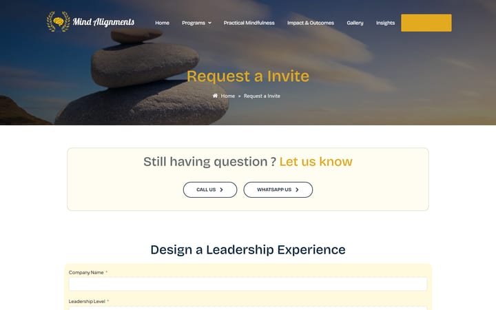 Mind Alignments Request an Invite page